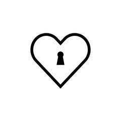 love-shaped padlock icon with a keyhole in the center of the object