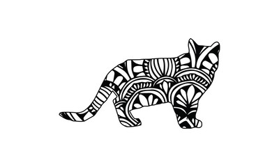 Fototapeta na wymiar Cat silhouette coloring page for coloring book