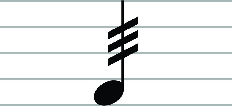 Black music symbol of tremolo on ledger lines