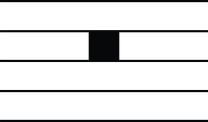 Black music symbol of Double whole note rest on staff lines