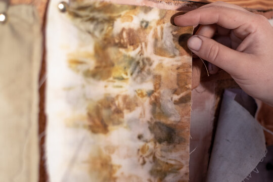 Close up on a flowers dyed printed fabric