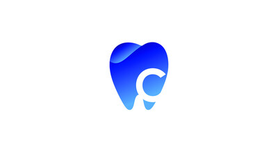 Fototapeta na wymiar Letter C Dental Blue Modern Unique Logo