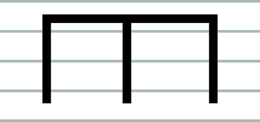 Black music symbol of con sordino - mute on on ledger lines