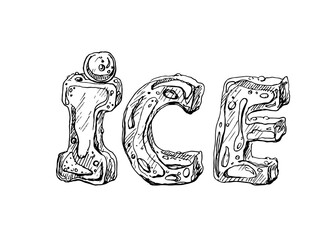 Naklejka premium Vector ice word. Hand drawn sketch. line graphic element,black and white Illustration 