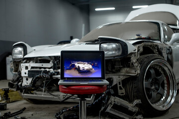 Crop View Of Car Parked In Car Service