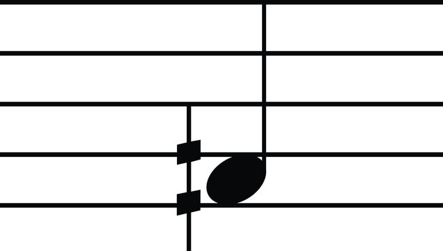 Black music symbol of demisharp on staff lines