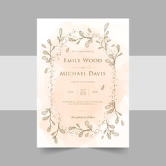 Naklejka na ściany i meble Elegant wedding invitation cards template with watercolor floral decoration