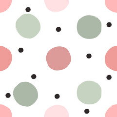 Vector illustration with abstract round seamless pattern Different colorful drawn circles on white background