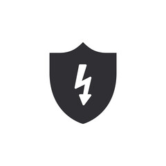 Shield icon. Security vector icon. Electricity protection. Lightning icon. High voltage. Electrical safety. Protection against electric shock. Safety system. Protection icon. Thunderbolt sign. Shield