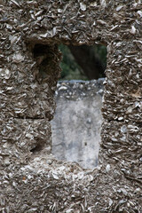 Ruins of a tabby wall outdoors