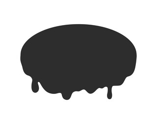 Abstract slime element. Geometric slimed object on isolated background. Black and white illustration