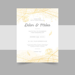 Elegant wedding invitation cards template with watercolor floral decoration
