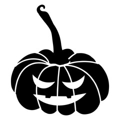 Black pumpkin. Jack o lantern. The creepy scary pumpkin for Halloween. Vector illustration