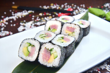 Sushi set, Japanese food, roll, Fresh and delicious sushi Japanese food.Image of Japanese food