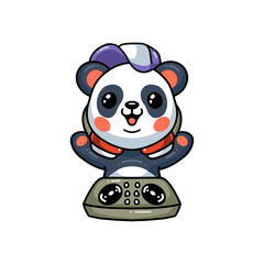 Cute little panda dj music cartoon