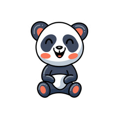 Obraz premium Cute little panda cartoon sitting