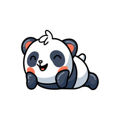 Cute panda lying down cartoon