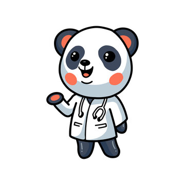 Cute little panda doctor cartoon
