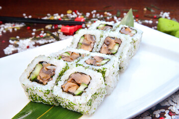 Sushi set, Japanese food, roll, Fresh and delicious sushi Japanese food.Image of Japanese food