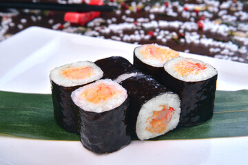 Sushi set, Japanese food, roll, Fresh and delicious sushi Japanese food.Image of Japanese food