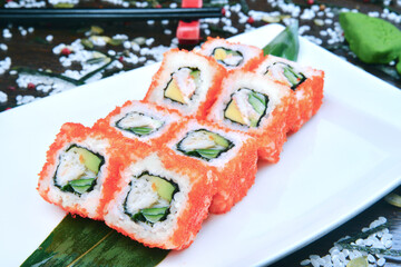 Sushi set, Japanese food, roll, Fresh and delicious sushi Japanese food.Image of Japanese food