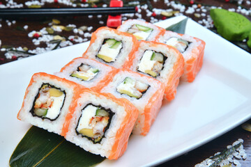 Sushi set, Japanese food, roll, Fresh and delicious sushi Japanese food.Image of Japanese food