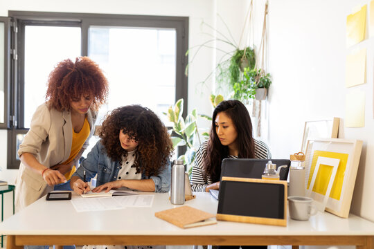 Female team  Working Together at office