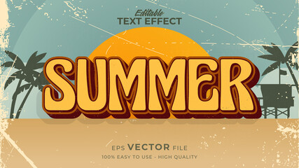 Editable text style effect - retro summer text in grunge style theme - obrazy, fototapety, plakaty
