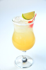 green cocktail on white background