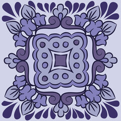 diseño de azulejo de talavera, en azul, diseño tradicional