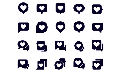  Heart Speech Bubble Icons vector design 