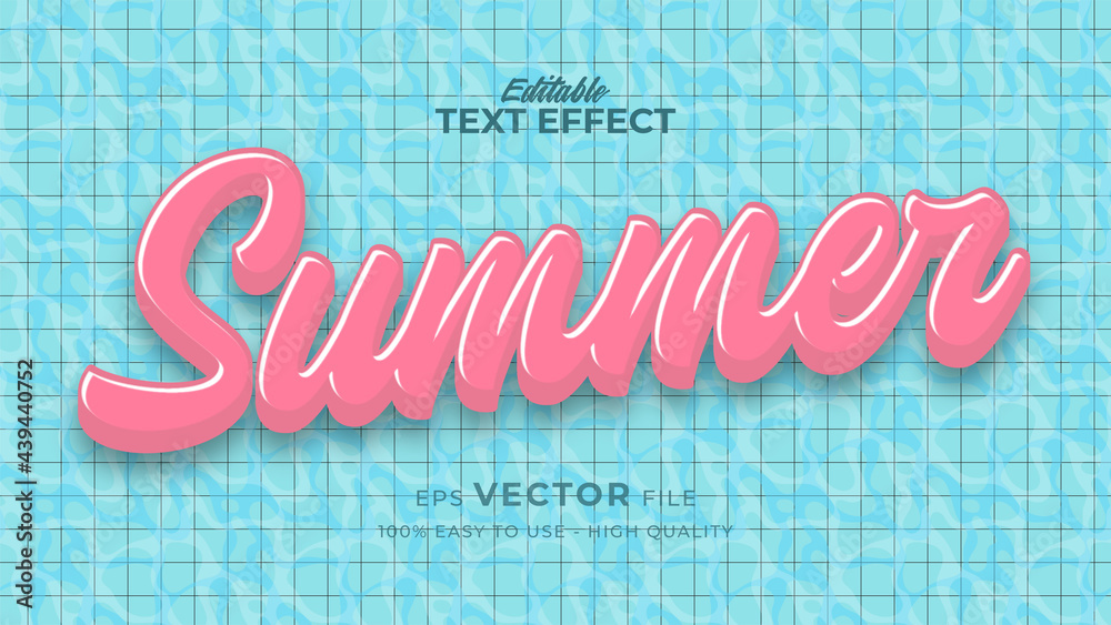Fototapete editable text style effect - retro summer pool text in grunge style theme