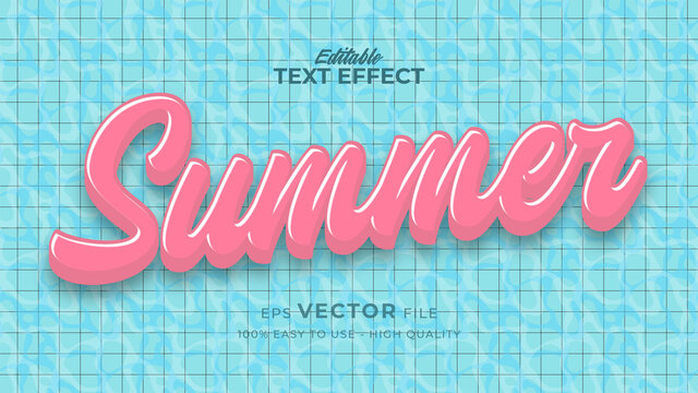 Editable text style effect - retro summer pool text in grunge style theme