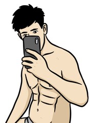 cute man cartoon on white background