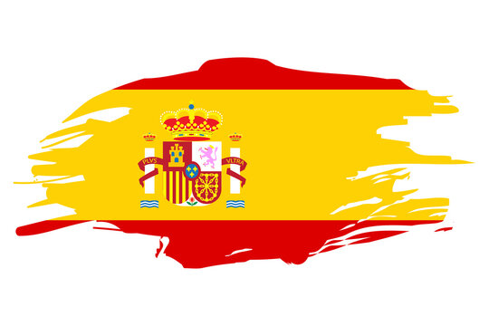 Illustration with spain flag. National flag graphic design. Spain flag in flat style. Vector illustration. Stock image.