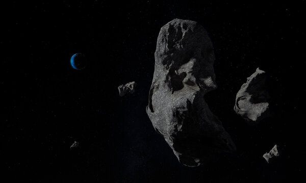 Meteorite approaching Earth in the dark