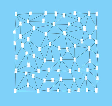 Network with Brushstrokes at intersection points on powder blue