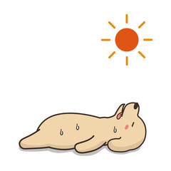 体調不良の犬と太陽　熱中症