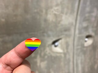 Rainbow color on the heart sticker, LGBT Pride Month