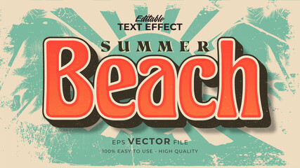 Fototapeta Editable text style effect - retro beach summer text in grunge style theme obraz