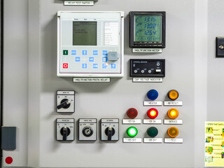 Breaker in control panel at power plant.