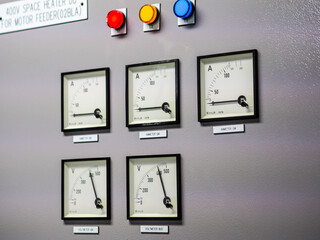 Analog display of switch gear in power plant.