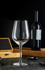 WINE GLASS ON THE TABLE WITH ACCESSORIES
