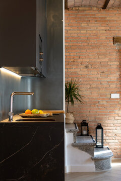 Illuminated furniture in contemporary kitchen