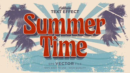 Editable text style effect - retro summer text in grunge style theme © Crealive.Studio