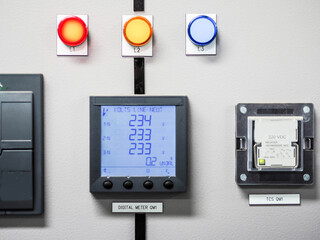 Digital display of switch gear in power plant.