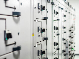 Electrical switchgear, Industrial electrical switch panel at substation in industrial zone at power plant