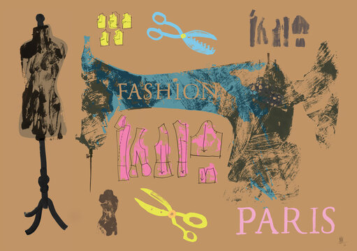 Paris Fashion Dressmaking Illustration
