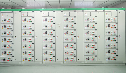 Electrical switchgear, Industrial electrical switch panel at substation in industrial zone at power...