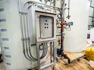 Fototapeta na wymiar Local control panel of water treatment plant in power plant.
